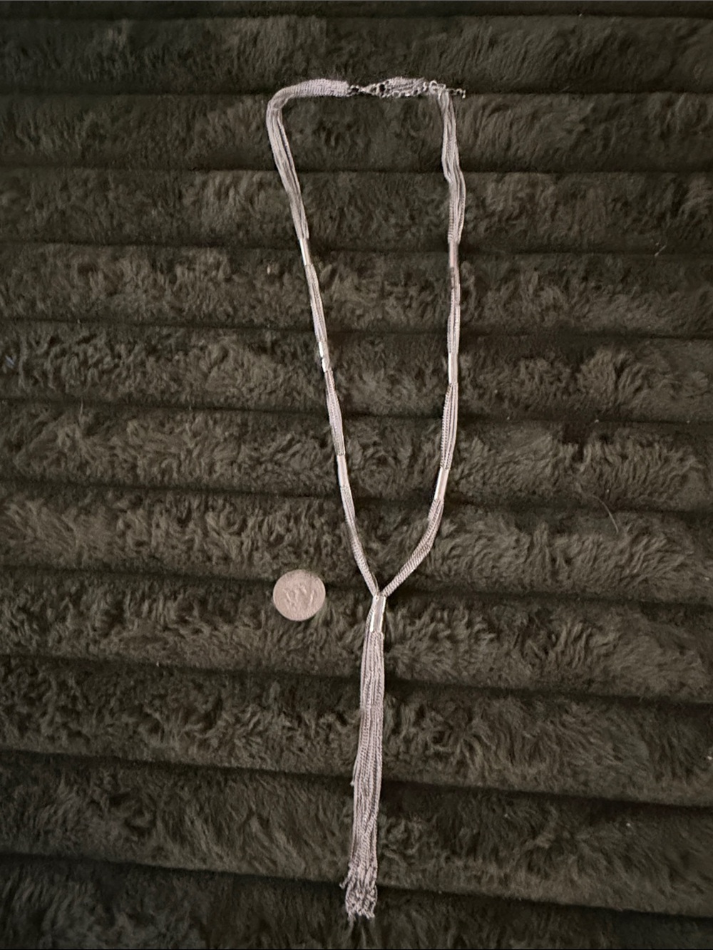 Silver Multi-Strand Tassel Lariat Necklace